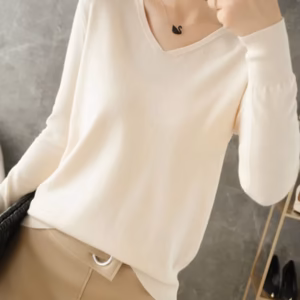 Women’s V-Neck Knit Sweater – Soft & Elegant Fit