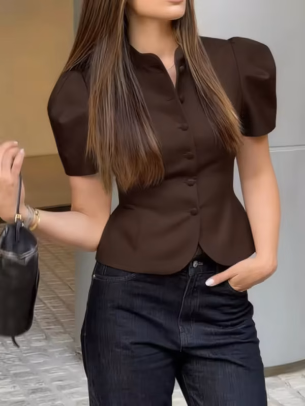 Women’s Elegant Puff Sleeve Blouse – Slim Fit