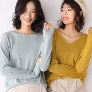 Women’s Loose Knit V-Neck Sweater – Korean Style