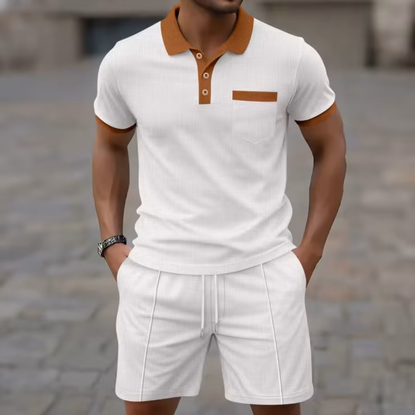 Men’s Waffle 2-Piece Set – Polo Shirt & Shorts